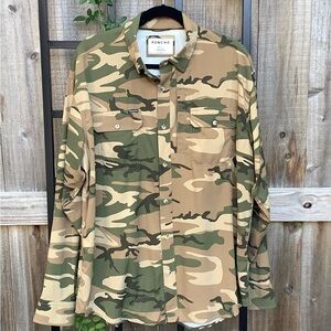 Poncho Men's Camouflage Casual Button Down Shirt
